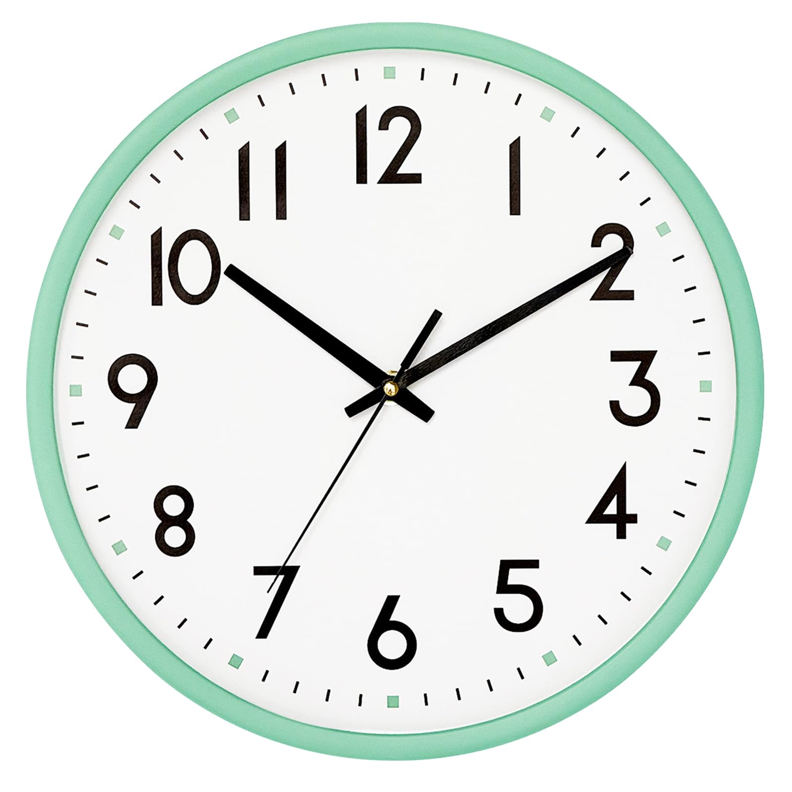 HZDHCLH Wall Clock 8 Inch Silent Non-Ticking Quartz Modern Decorative Clock for Office Living Room Home Classroom Bedroom(Green frame) โ image 1