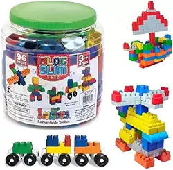 Bloco de Montar 96 Peças Brinquedo Infantil Bloquinhos de Encaixar Monta Monta Educativo LucToys