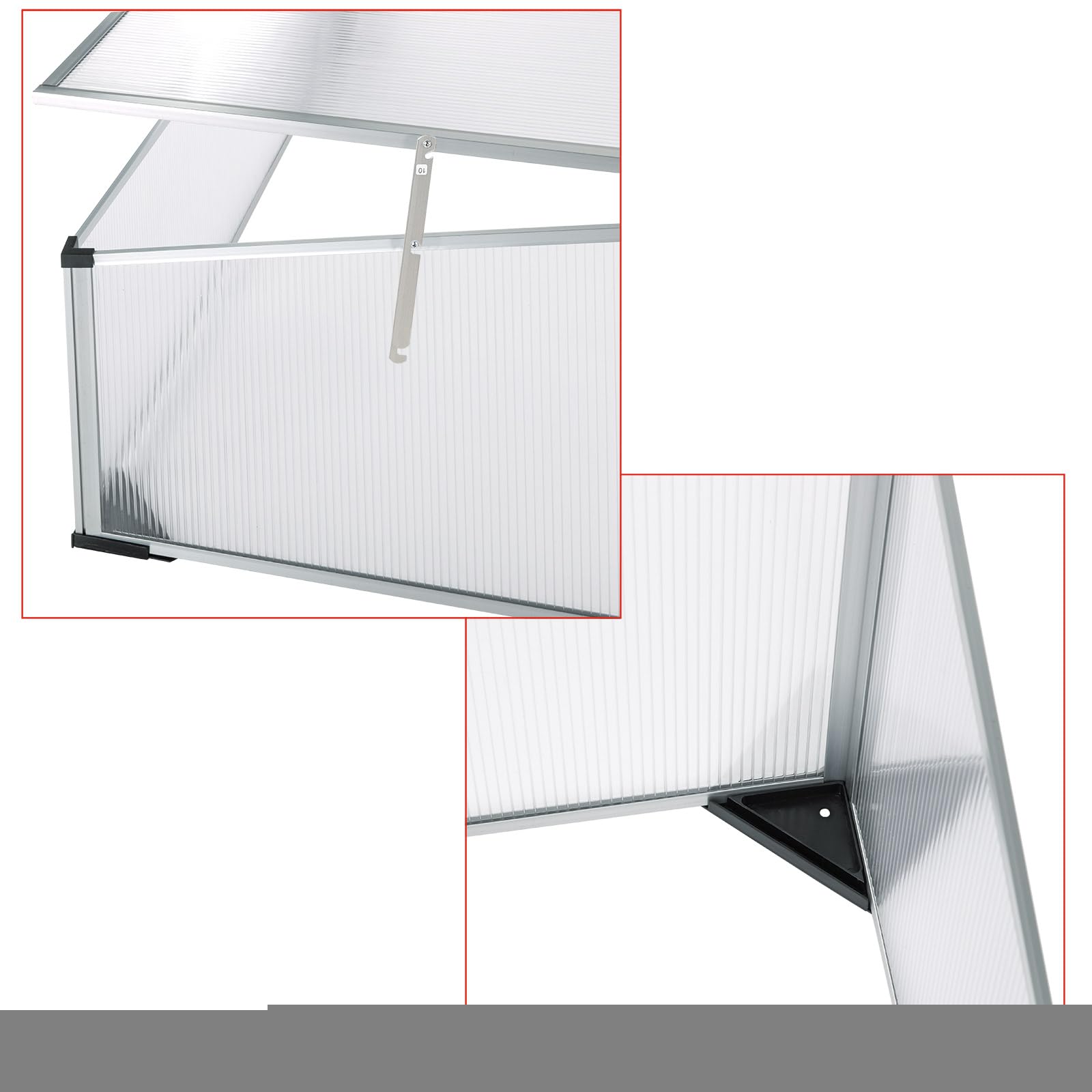 DEMA Aluminiowy inspekt, szklarnia ogrodowa, szklarnia, szklarnia na pomidory, grządka na rośliny z profilem aluminiowym