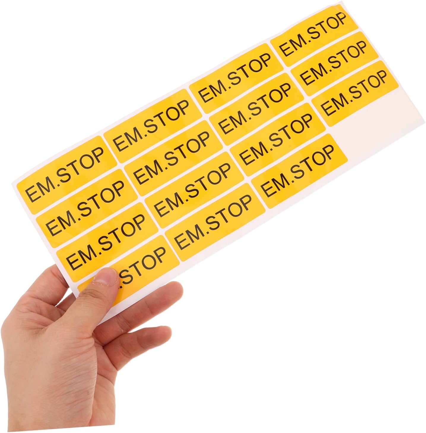 15pcs Emergency Stop Sign Stickers for Equipment Panels and Factory Equipment, Yellow Pvc Warning Labels, Weather-resistant Attention Grabber Decals for Outdoor and Factory Safety
