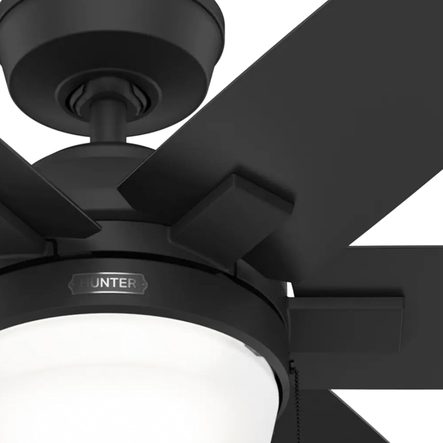 Hunter 52 inch Matte Black Indoor Ceiling Fan with Lights and Pull Chains for Bedroom, Living Room, Dining Room, Kitchen, Office (Renewed)