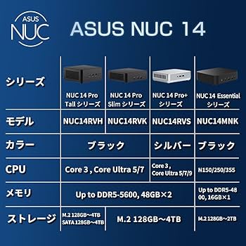 Amazon.co.jp: ASUS NUC 14 Pro Kit Tallモデル i7 第14世代インテル