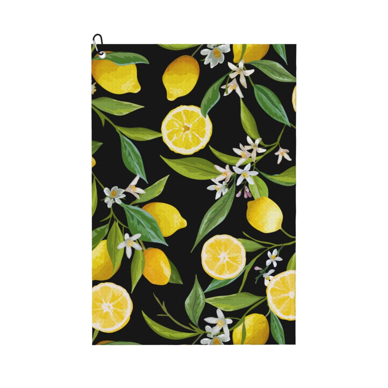 Hnnkloy Yellow Lemon, 16x24 in Portable Waffle Golf Towels with Carabiner Clip for Golf Bag