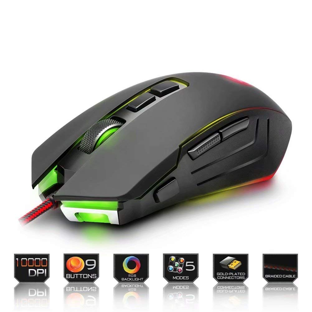 Souris Gamer PC anti fatigue 9 boutons programmables USB 10000 DPI - 6