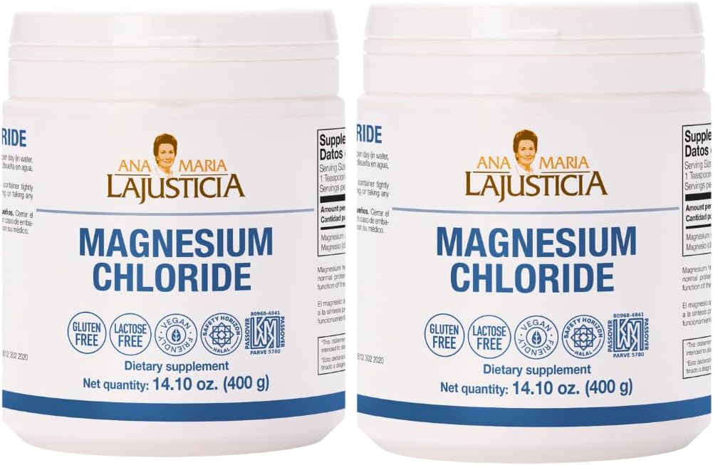 2 Pack Ana Maria LaJusticia Magnesium Chloride 400g - Ideal for Old People - Recharge Your Energy - Supplement - Strengthens - Energy - Spain