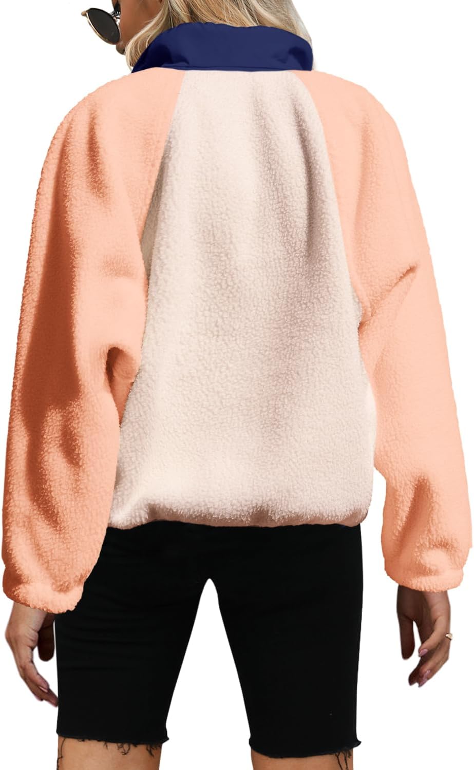 Yanekop Womens Fuzzy Fleece Pullover Sherpa Sweatshirt Long Sleeve Button Down Sweater Winter Fleece Jacket with Pockets - Image 2