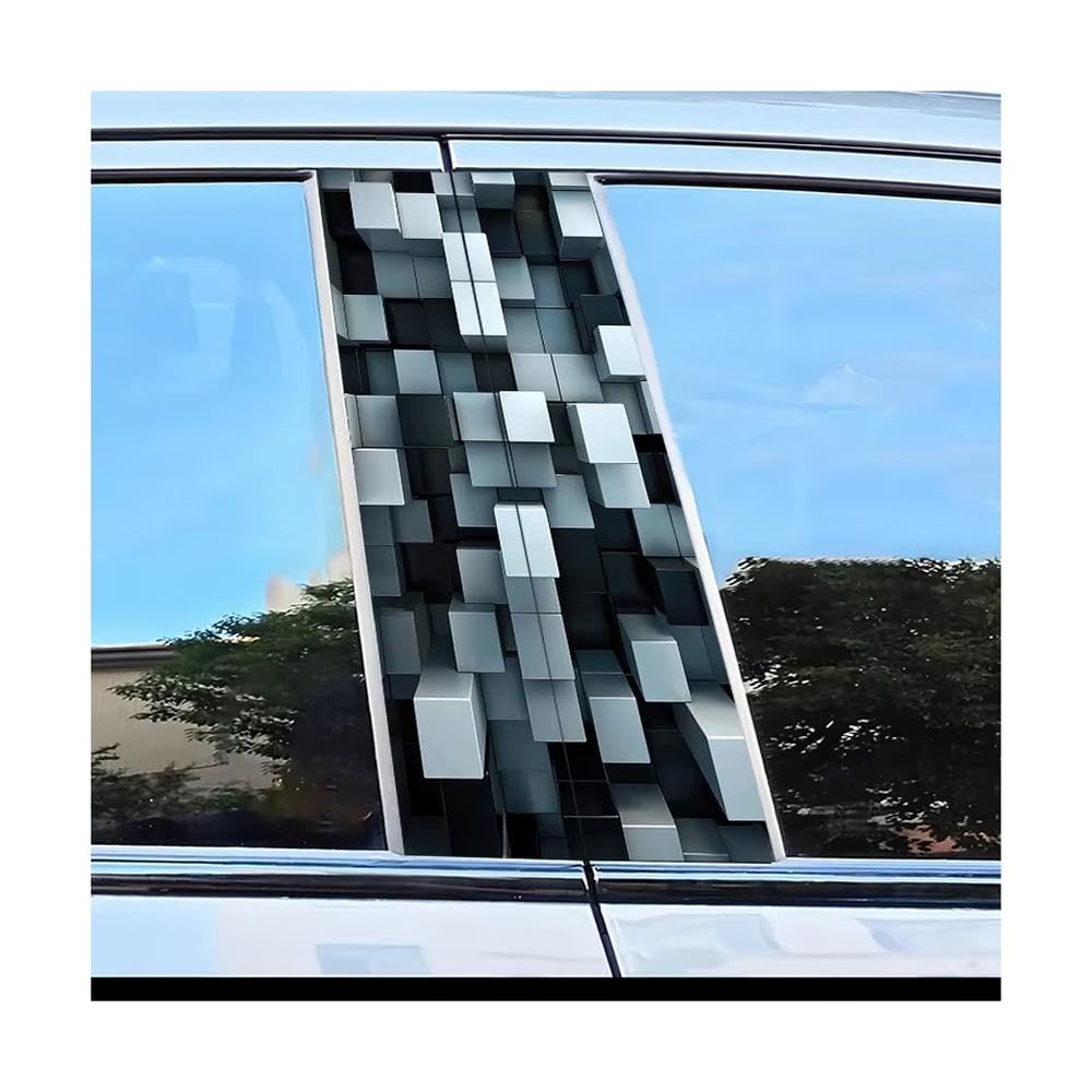 Bertdcx One Color Car Center Pillar Protection Stickers Cube Pattern Scratch Resistant Film Auto Parts