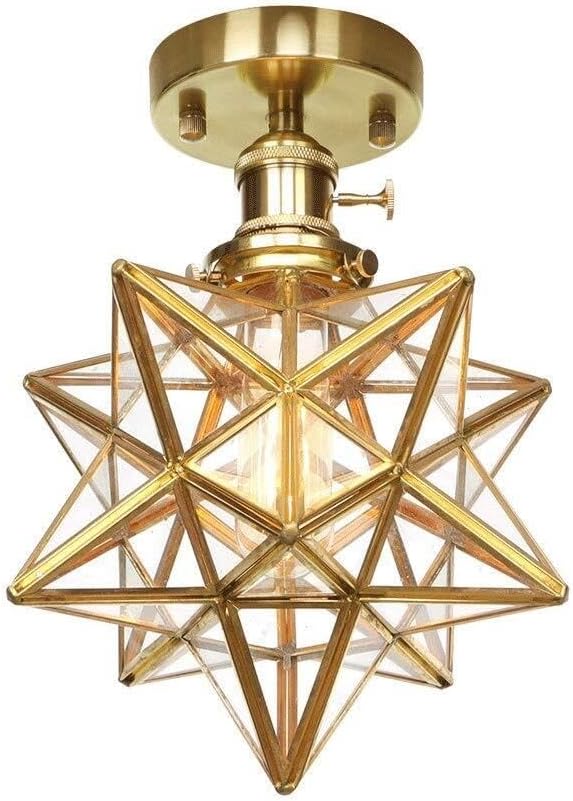 Flush Mount Ceiling Light Fixture，with Scrub/Clear Glass Shade, Metal Copper E27 Base with Switch，for Kitchen Island Living Room Bedroom Hallway Decorative Lighting