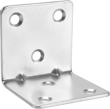 50 PCS L Shaped Corner Brackets with 5mm Holes, 40 x 40 x 40mm Silver Steel Right Angle Brackets for Wood, Furniture, Shelves
