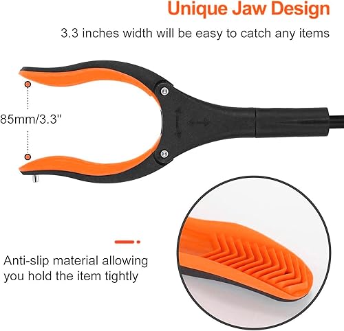 Miniatura 3 de Jellas Paquete de 2 herramientas de agarre de 32 pulgadas con punta magnética, agarrador de alcance con mandíbula giratoria de 360 grados, agarrador