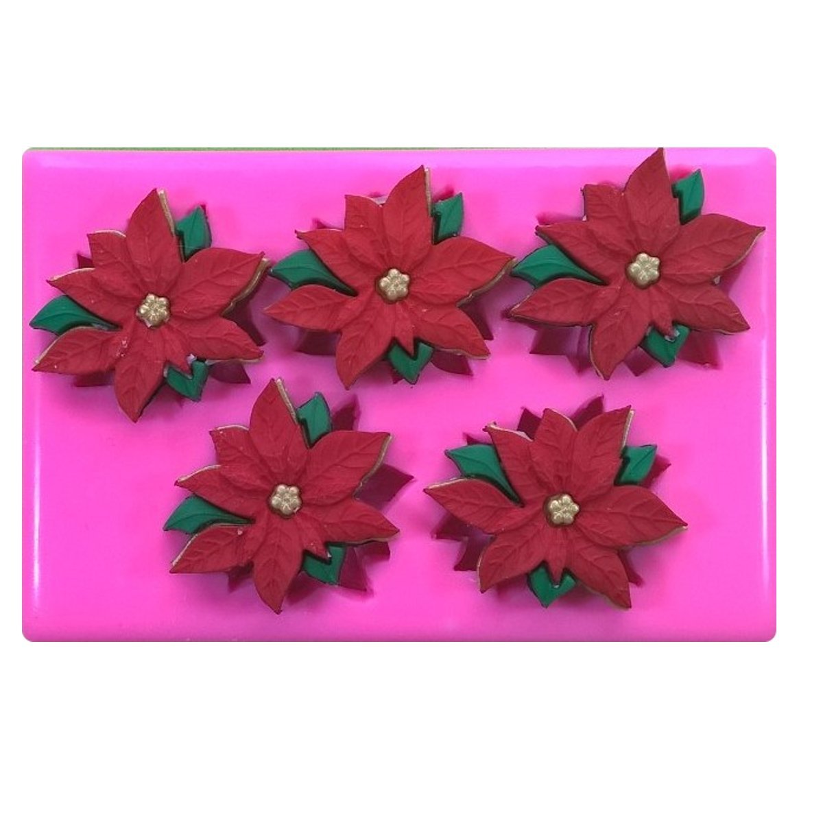 Christmas Poinsetta Flowers Silicone Mould Mold for Cake Decorating Cake Cupcake Toppers Icing Sugarcraft Tool by Fairie Blessings