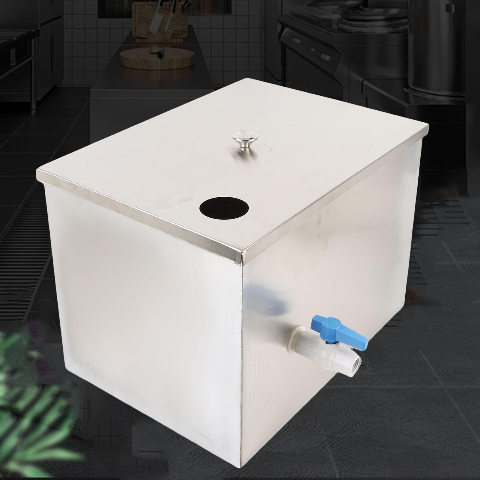 Trampa De Grasa Comercial, Bajo El Fregadero De Acero Inoxidable De Aguas Residuales De Aceite Separador De Agua Con Entrada Superior 4 Gpm 40x30cm Un Solos Agujero Para