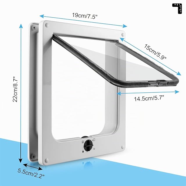Foto 4 de 7 de Sailnovo Puerta para Gatos y Perros pequeños con Cierre Magnético de 4 Vías, Blanco, M 19.5x22.5x6cm