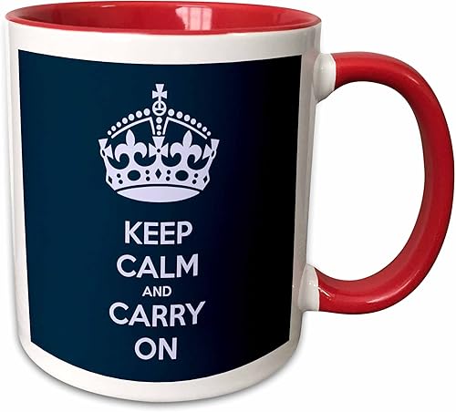 3dRose EvaDane - Citas divertidas - Mantén la calma y sigue adelante. Navy. - Tazas (mug_123114_5)