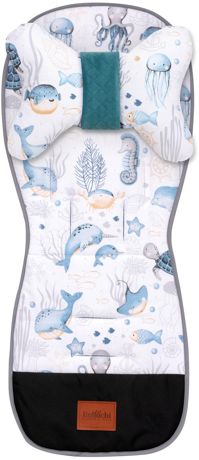 Bellochi | Rivestimento per seggiolino passeggino | fodera universale per passeggino | 85 x 37 cm | cotone e velluto | Verne