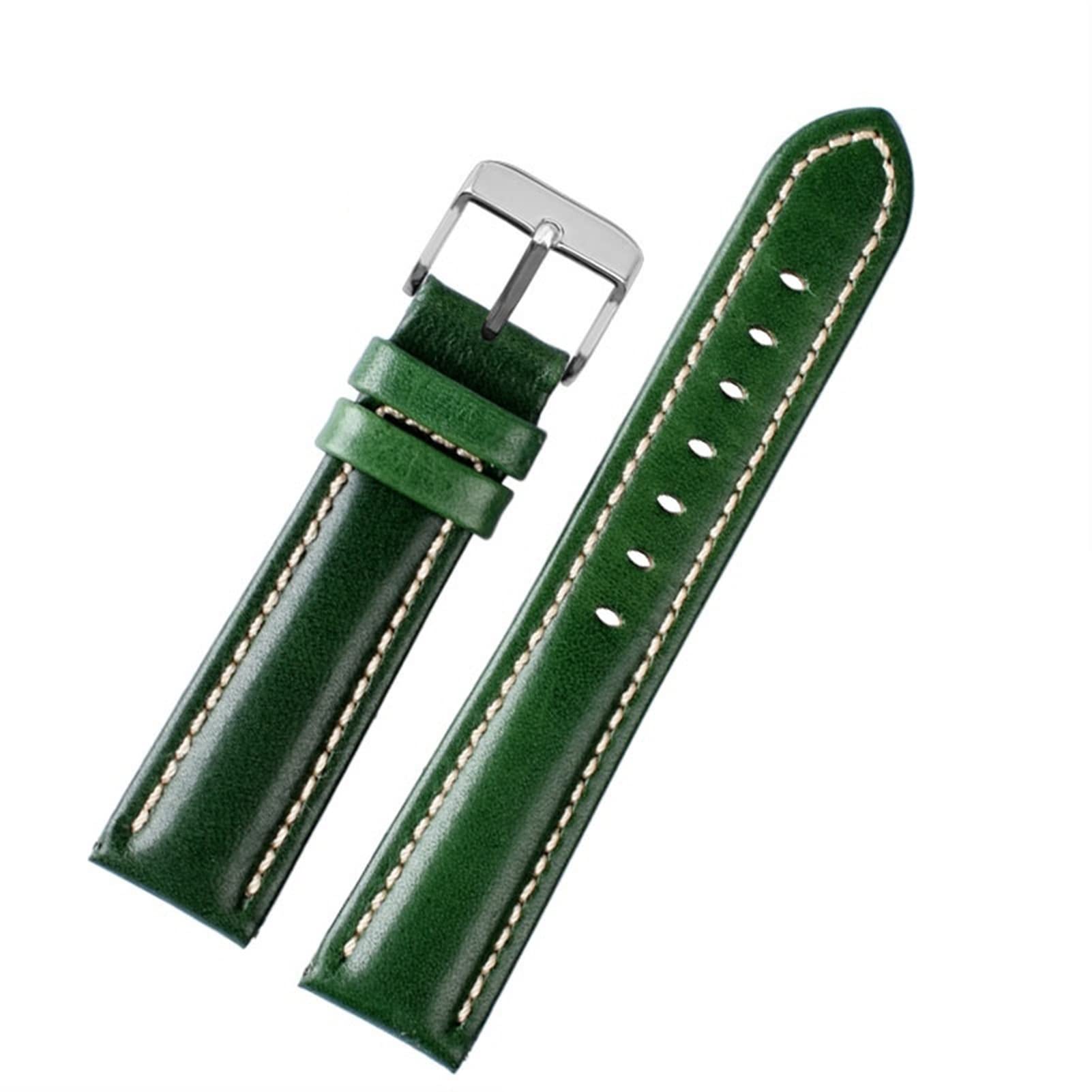 Bracelet montre en cuir d'autruche vert boucle papillon haut de gamme