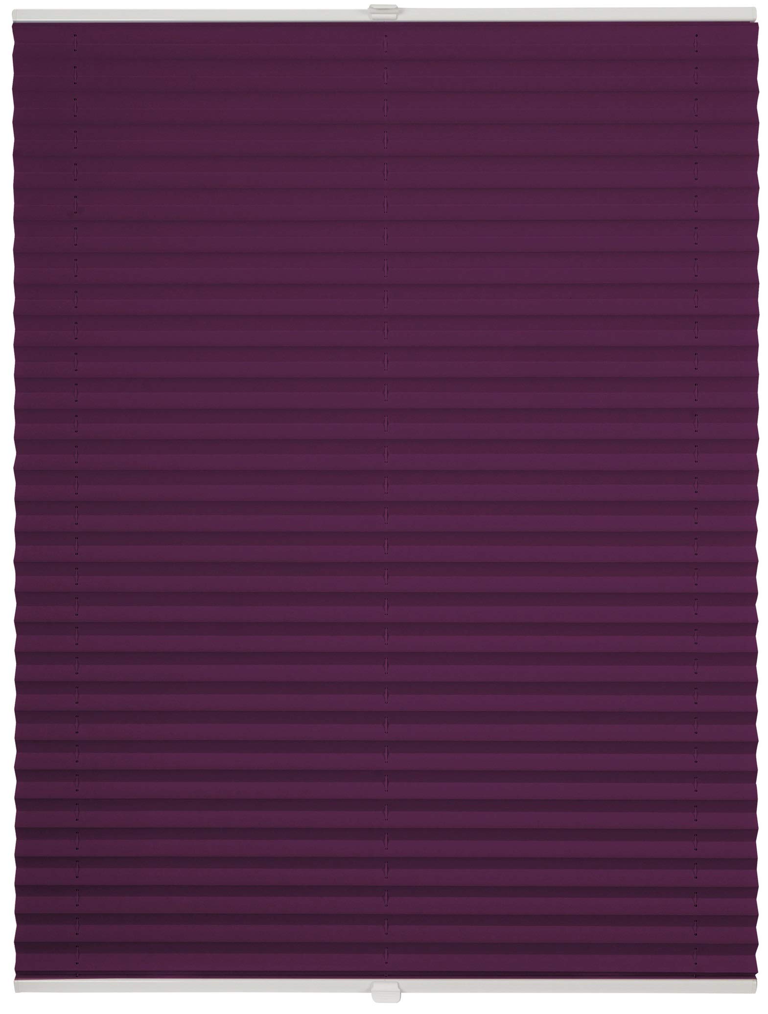 Store plissé occultant thermique Klemmfix sur mesure pour toutes les fenêtres, supports de serrage jusqu'à 27 mm, store plissé occultant sans perçage, violet, largeur : 101110 cm, hauteur : 201250