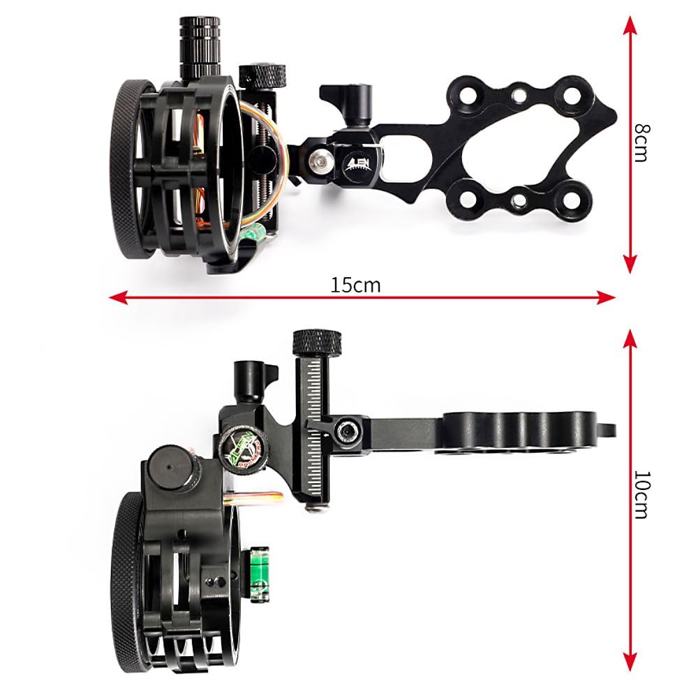 Mirino per arco compound 5 Pin in alluminio con luce Accessorio caccia