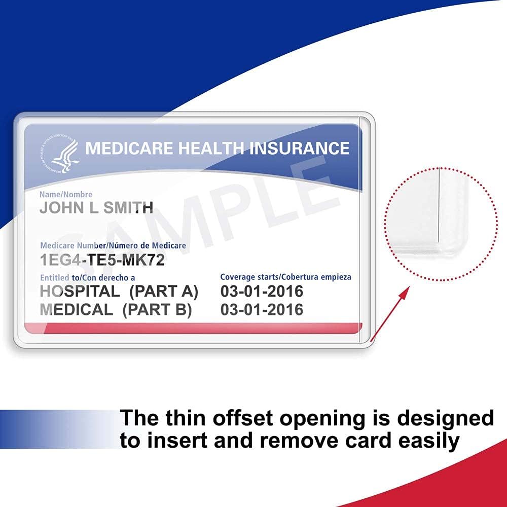 LotFancy 16 Pack New Medicare Card Holder Protector Sleeves, Social Security Card Protector, 12Mil Clear Waterproof Medical Card Holder for Credit Card, Business Card