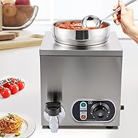 Vista 4 de Calentador de sopa eléctrico, calentador de alimentos comercial de 4.2 cuartos con grifo, olla de sopa de encimera de acero inoxidable 86-185 ℉