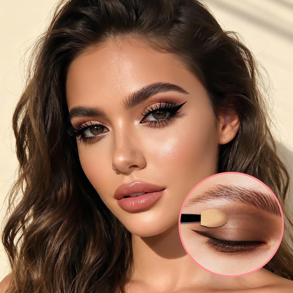 BUTBU 50 Piezas Aplicador de Sombra de Ojos, Brocha de Esponja para Sombra de Ojos de Doble Punta, Brocha para Somb-ra de Ojo-s, para Maquillaje Principiantes Chicas — view 8