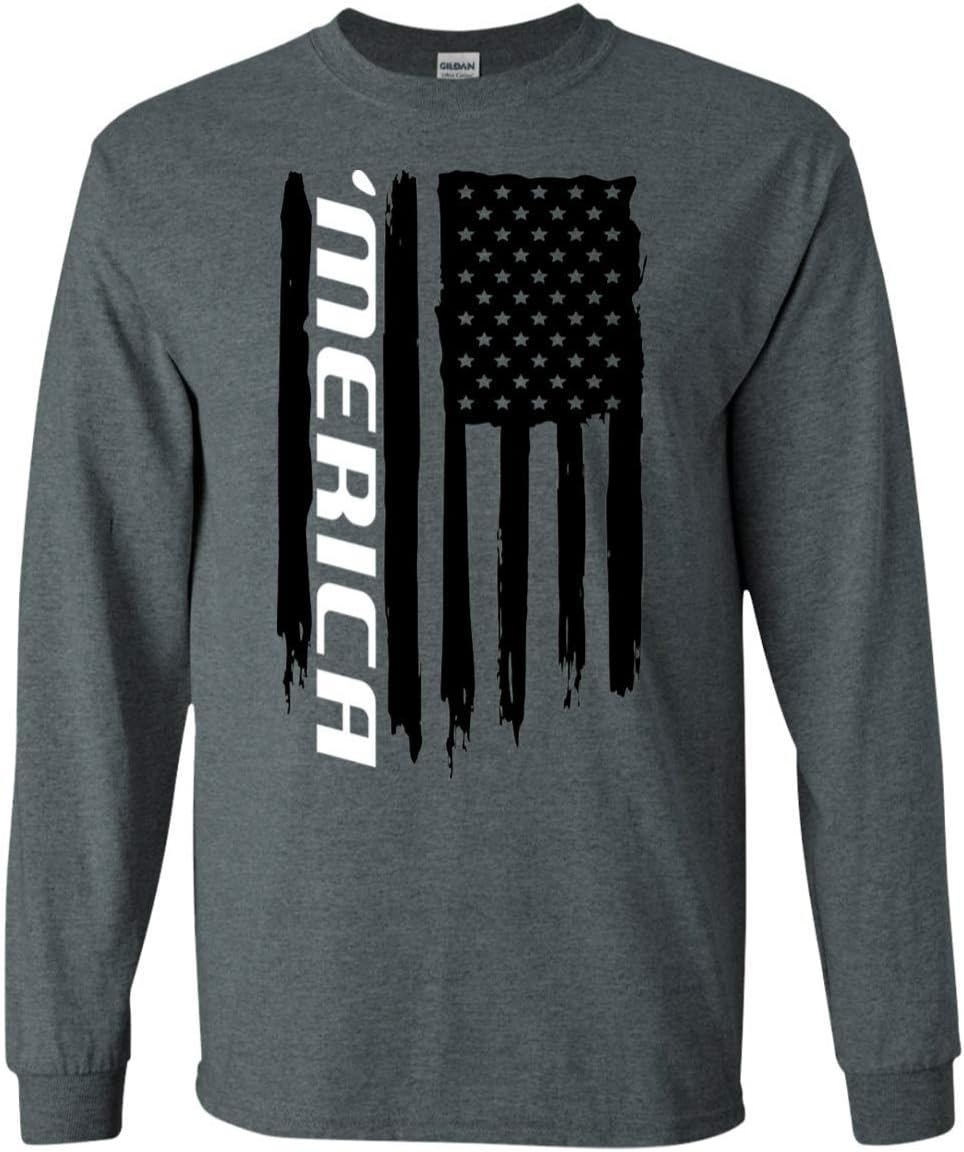 Men's 'Merica American Flag Long Sleeve T-Shirt