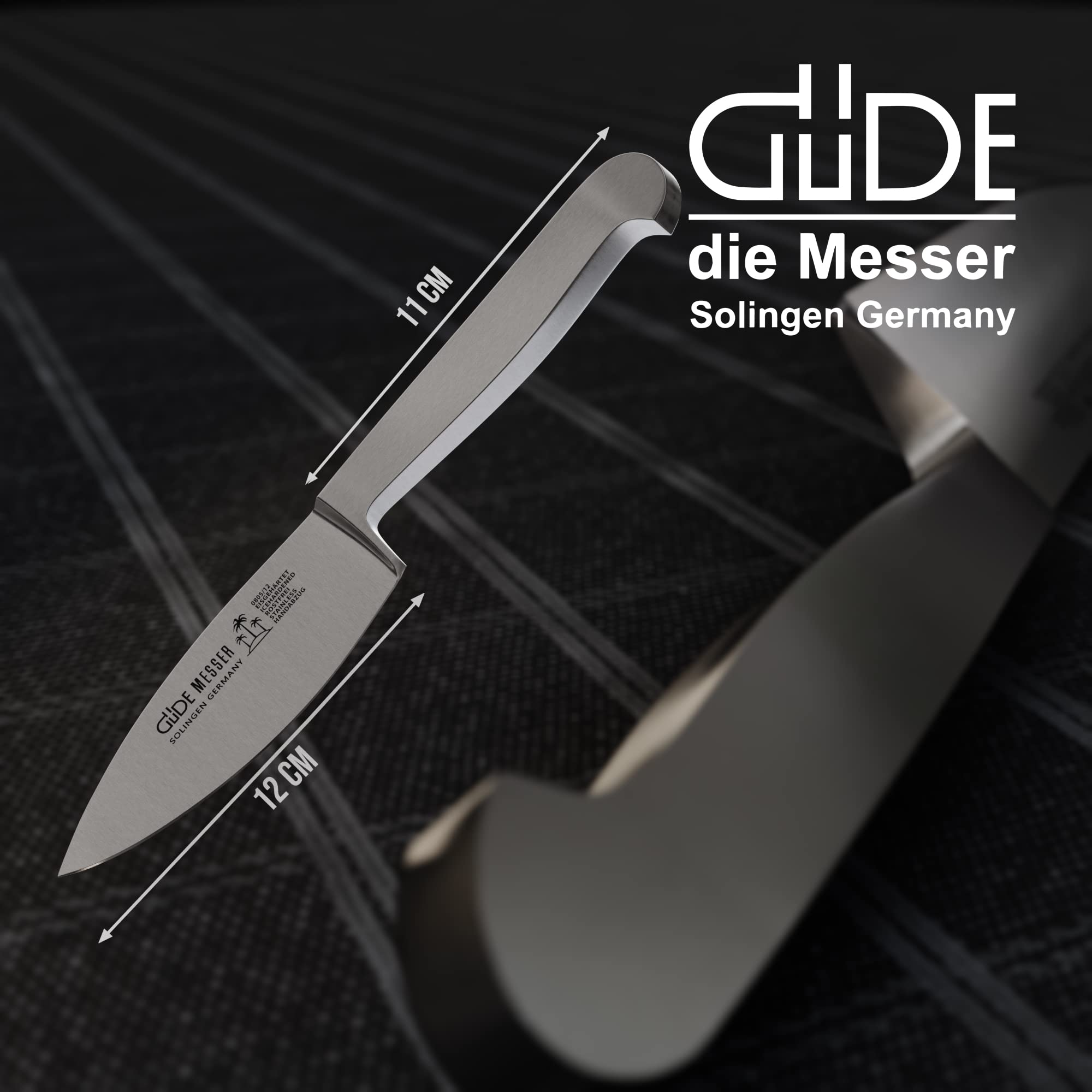 GÜDE Solingen - Hartkäsemesser Käsemesser geschmiedet, 12 cm, Ganzstahl, KAPPA, Handmade Germany, Silber