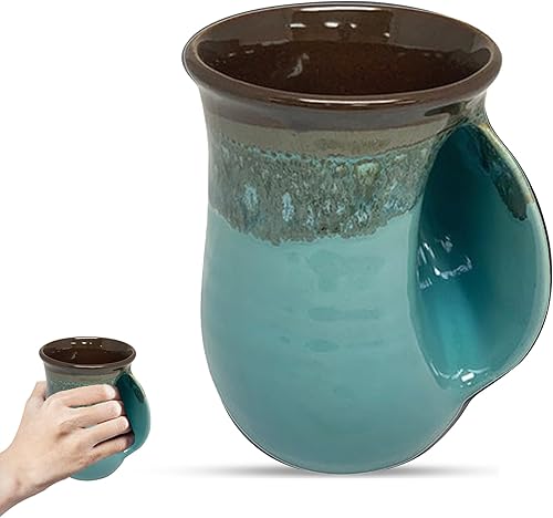 Clay in Motion - Taza calentadora de manos para diestros, diseño Ocean Tide