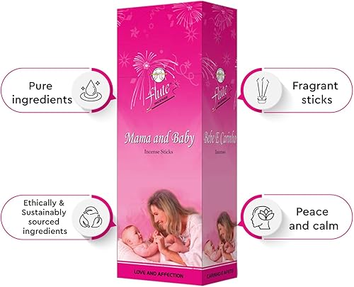 Miniatura 3 de Flute Mama & Baby Premium - Varillas de incienso de 9 pulgadas, paquete de 120 varillas, fragancia dulce calmante para mamás y pequeños