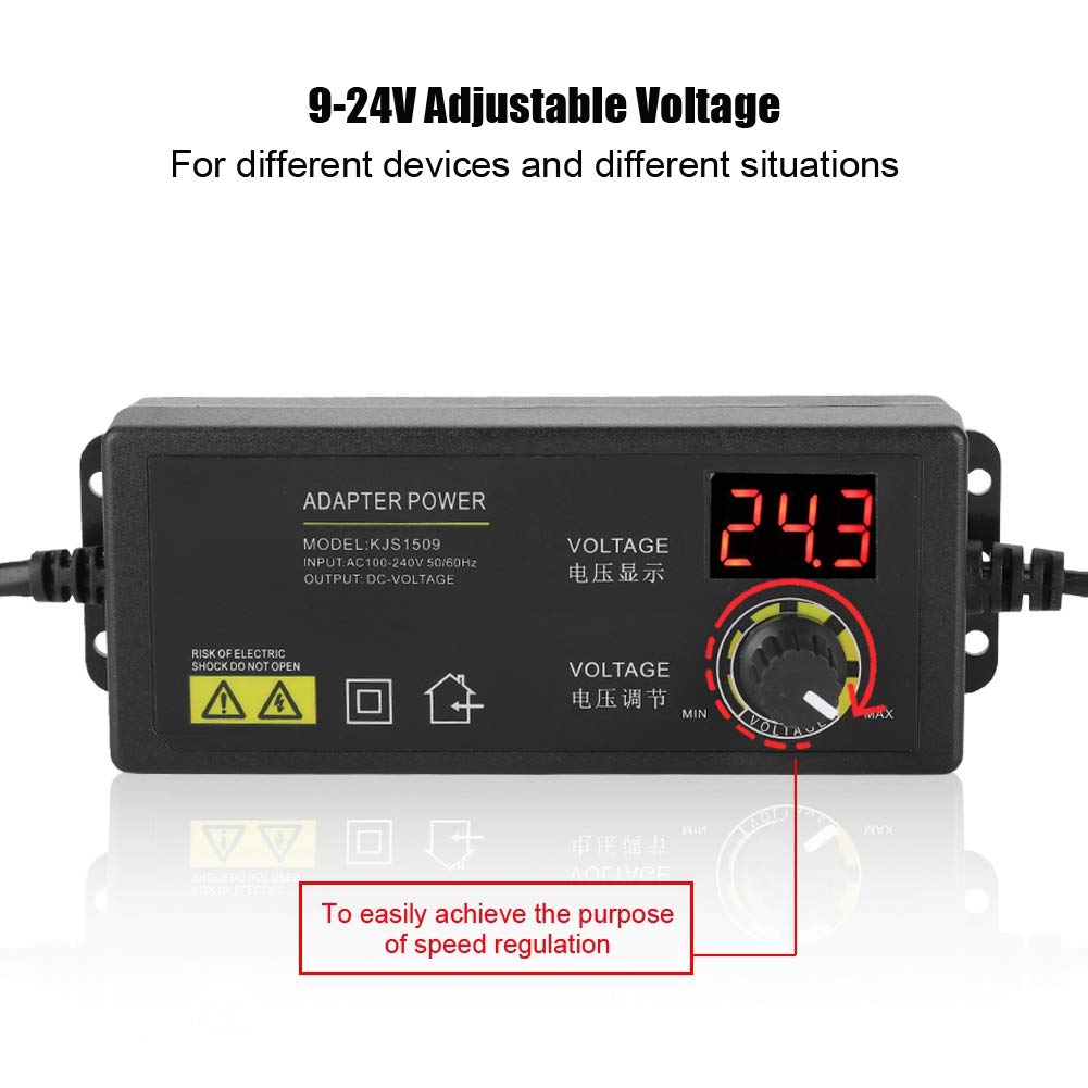 Adattatore di Alimentazione Regolabile Adattatore di Alimentazione Abs + Pc Ignifugo Display a Led Uscita 3A 9 24V Adattatore di Alimentazione Regolabile con Protezioni