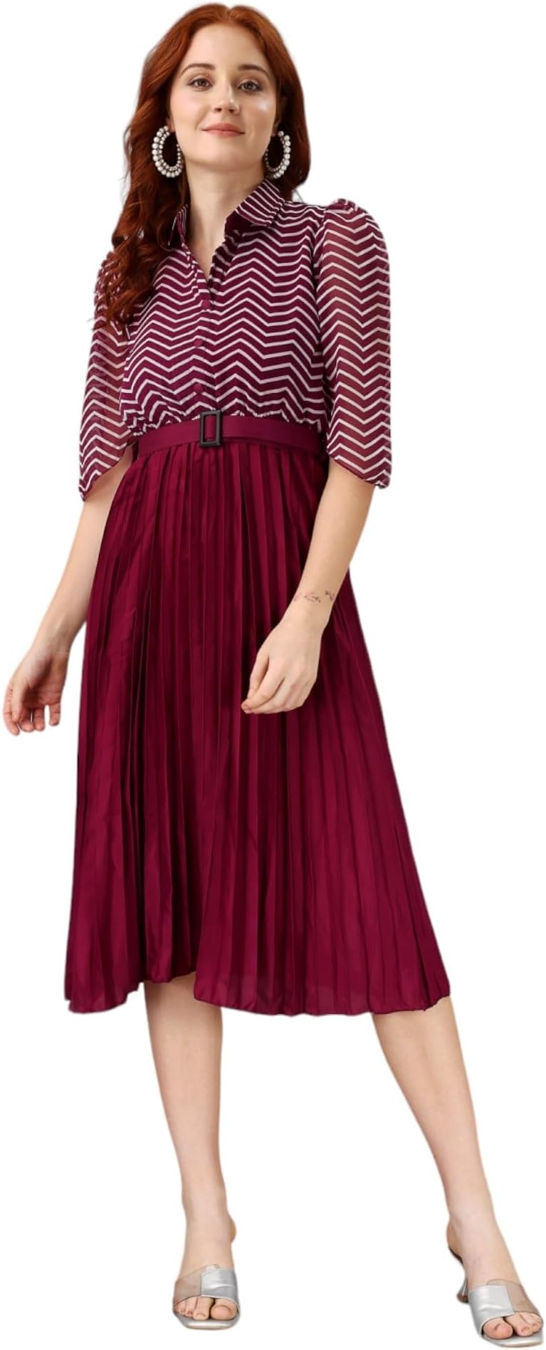 FemvyDesigner Printed Georgette and Pleated Crepe Dresses for Women 2024