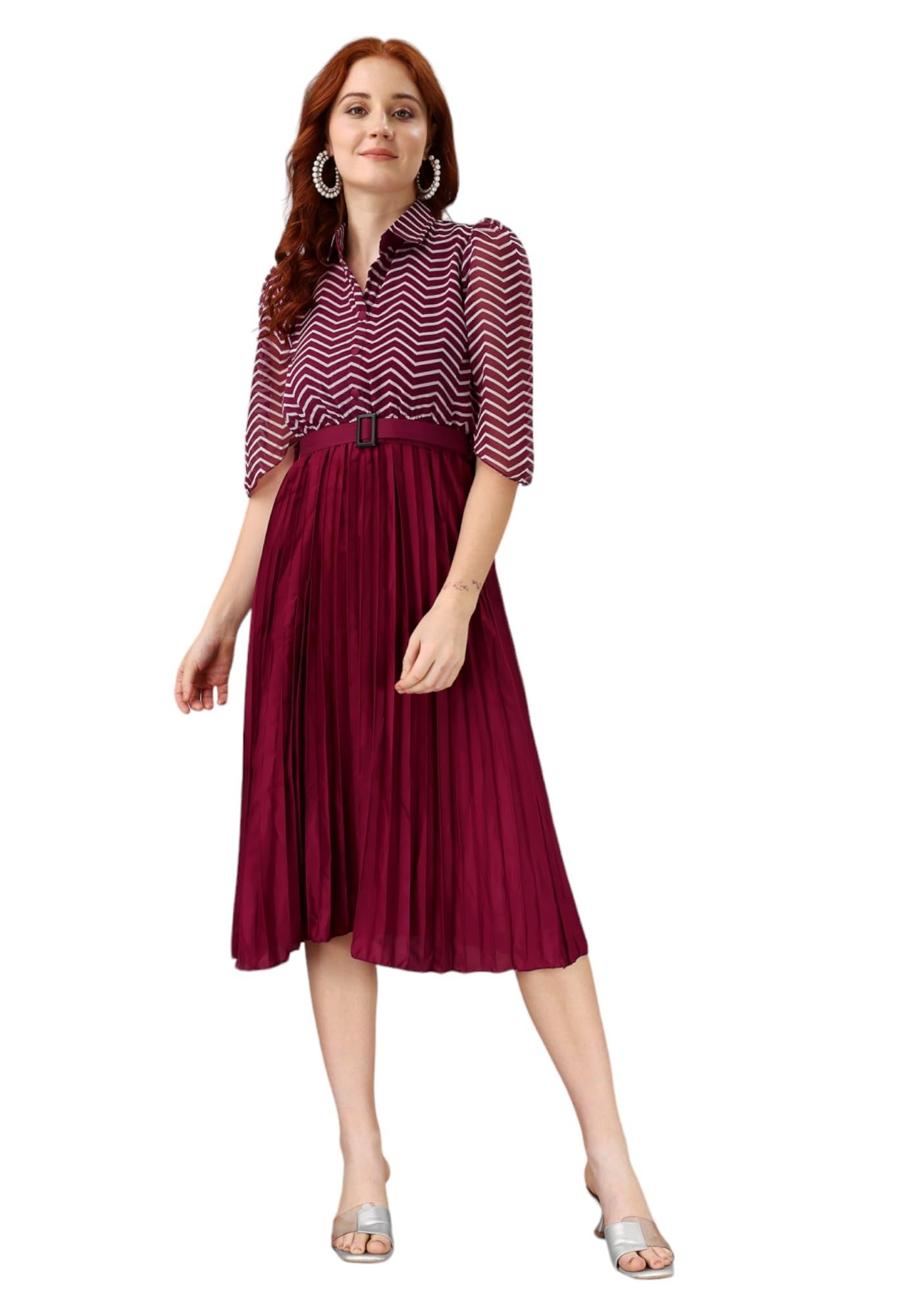 FemvyDesigner Printed Georgette and Pleated Crepe Dresses for Women 2024