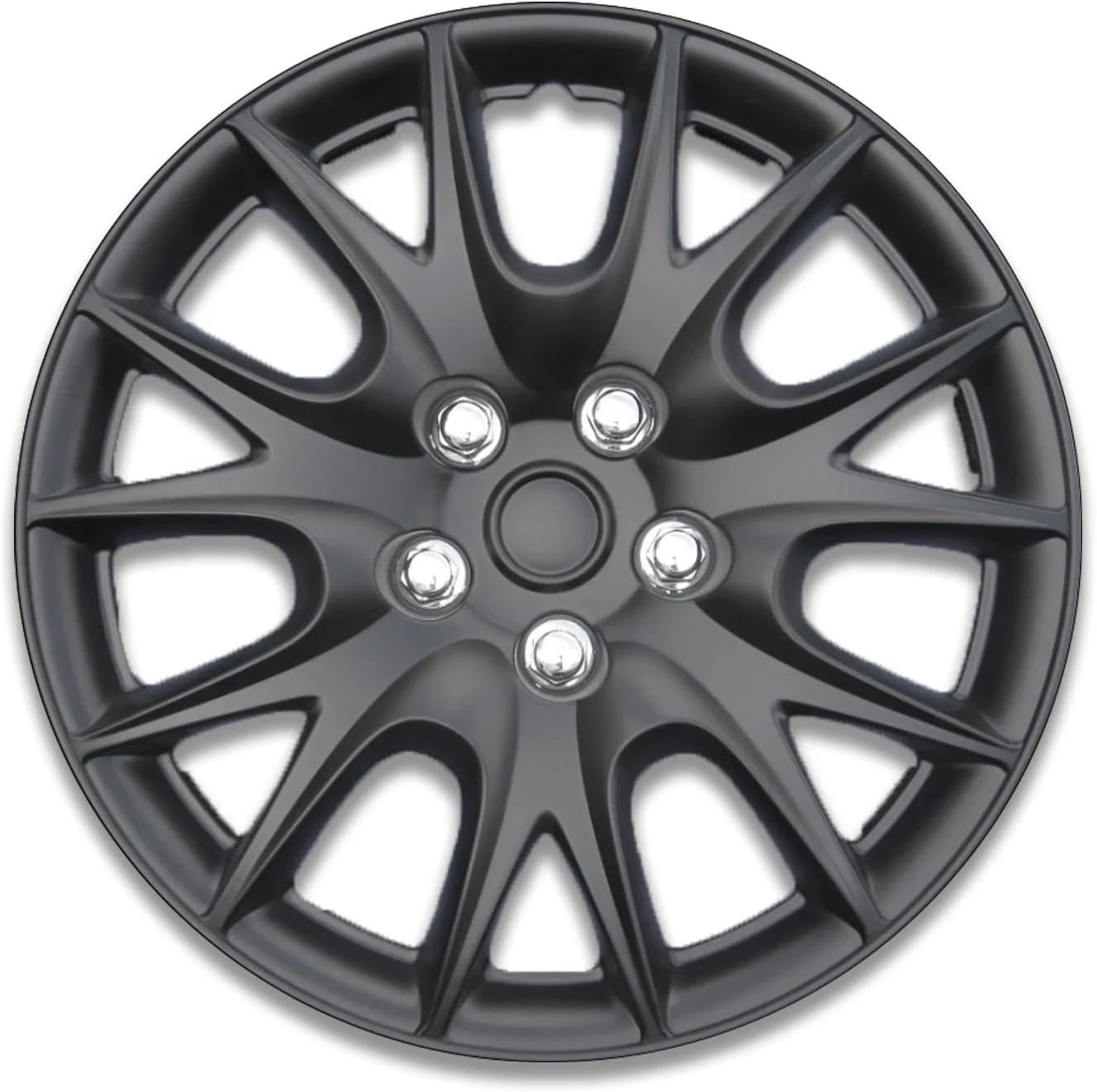 16 Inch Gloss Black Wheel Covers | Set of 4 Hub Caps | Universal Fit for Most Cars