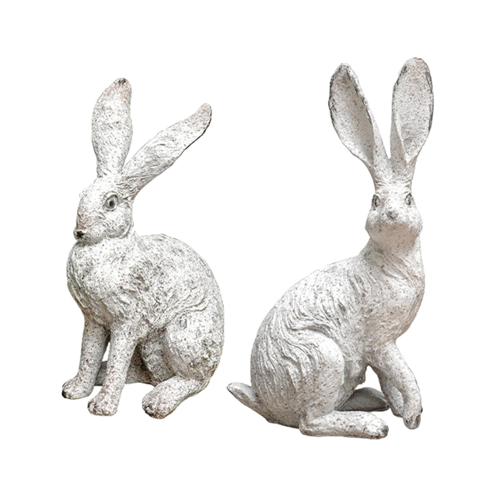 2 Statuette di Coniglietti in Resina, Decorazione per La Casa, Camera da Letto, Esterni E Cortile.