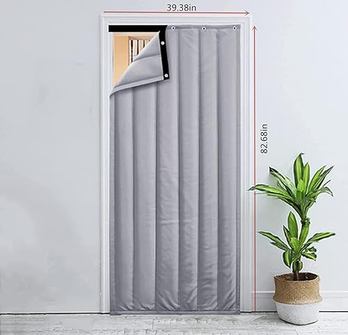 Miniatura 7 de KQWBEWQ Cortina de puerta con aislamiento térmico, cortinas de puerta para invierno, cubierta de puerta con aislamiento térmico, manta de puerta,
