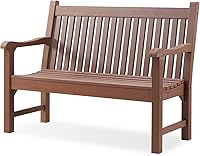 Psilvam 2-Person Poly Lumber Garden Bench - Weatherproof Rot-Proof Outdoor Patio Seat, 700 lbs Capacity, Brown