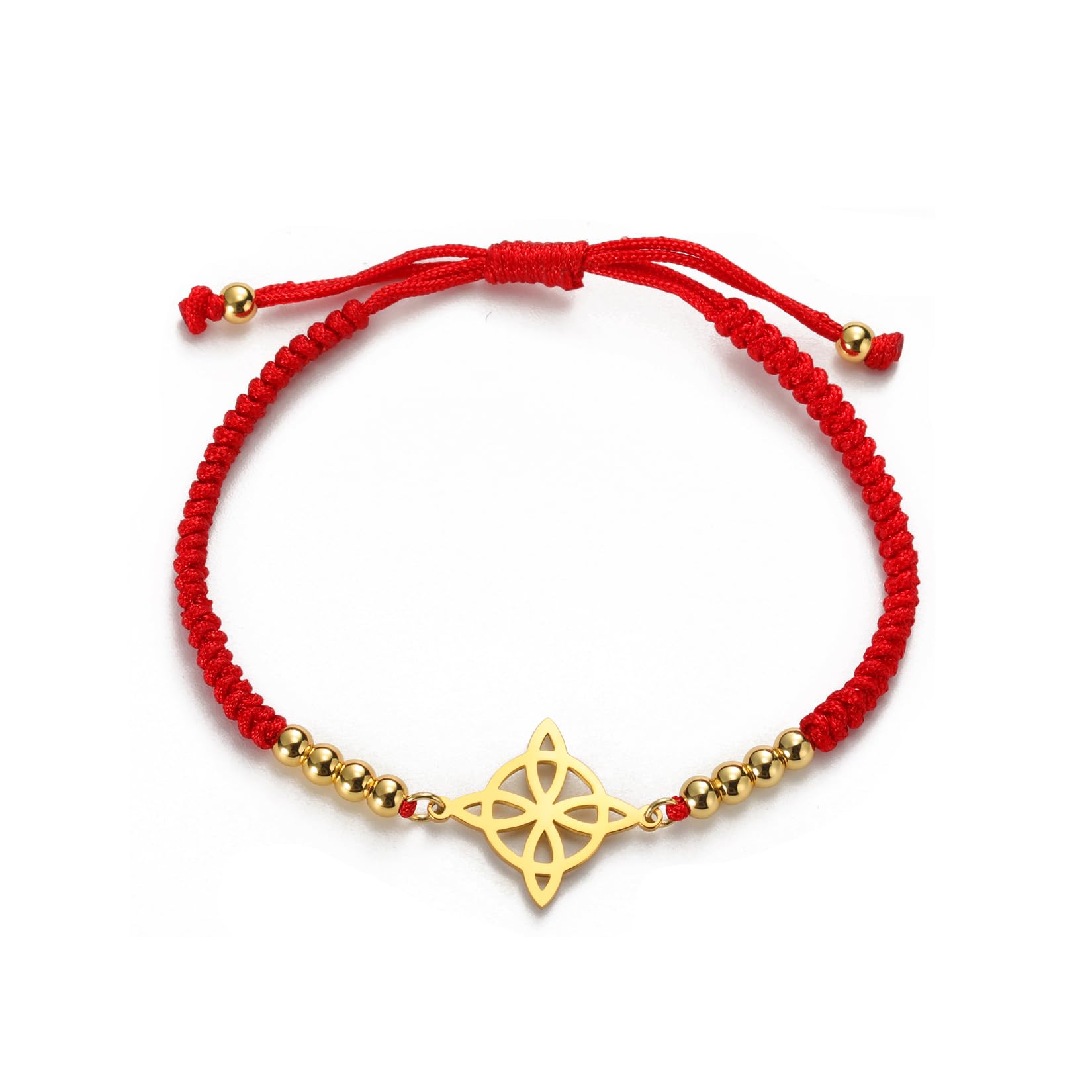 Witch Knot Bracelet Irish Trinity Celtic Knot Bracelet Handmade Braided Rope Lucky Red String Bracelet Adjustable Beaded Couple Triquetra Wiccan Amulet Jewelry
