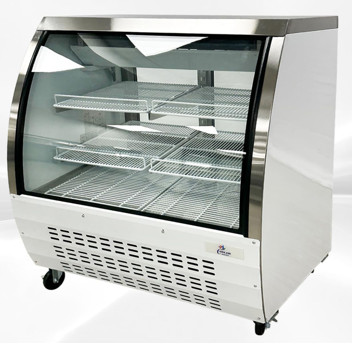 Deli Case Meat/Seafood Display Showcase Commercial Refrigerator Cooler Case for Bakery Pastry Deli 48 ins Stainless Steel Curved Glass Restaurant display space for merchandising parfaits DC120