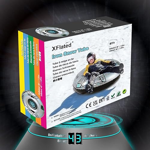 Vista 12 de Tubo de nieve, trineo inflable de alta resistencia para niños y adultos, juguetes de nieve gigantes para diversión deportiva de invierno Meg,Iron
