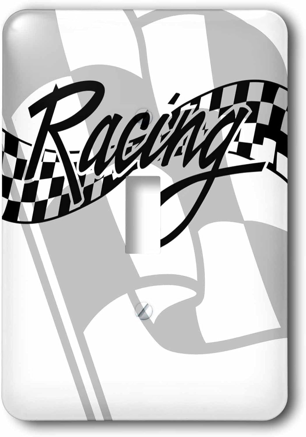 3dRose Racing Black and White Checkered Flag single toggle switch