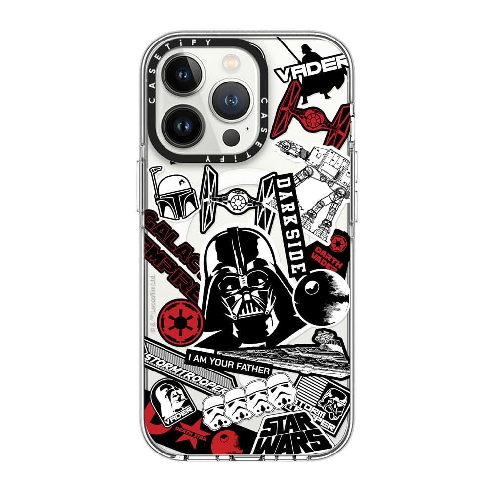CASETiFY Clear iPhone 13 Pro Case [Star Wars Co-Lab/Not Yellowing / 6.6ft Drop Protection/Magsafe] - Power of The Dark Side - Sticker - Clear
