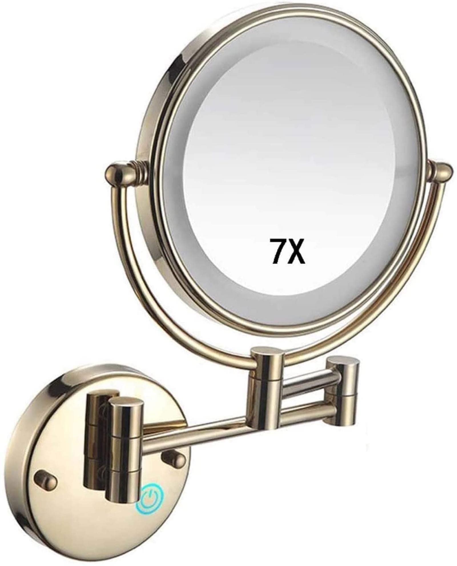 Miroir double face rotation 360 design Zirconium Gold 8 pouces