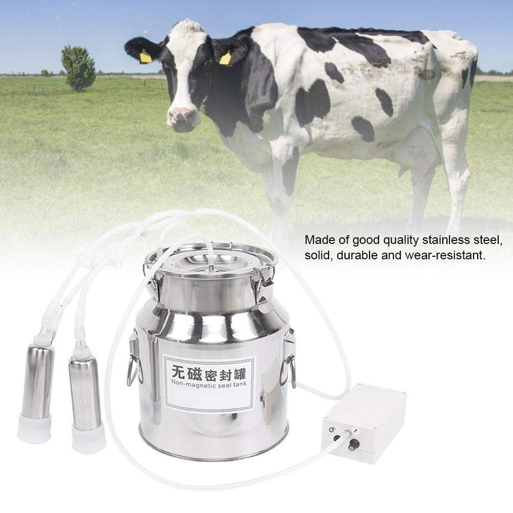 Kit de Traite de Vache de Mouton de Chèvre 14L, Trayeur Automatique de Pompe à Vide de Pulsation, Trayeur électrique D'aspiration Directe de Vide Vitesse(Pour bovins, norme européenne 100-240V)