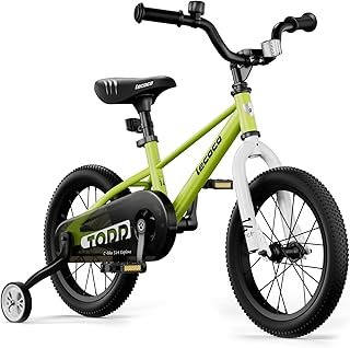 lecoco Kids Bike for Boys Girls, 14 16 18 Inch Children's Bicycle with Training Wheels Pedal Brakes Handbrake & Kickstand Training Bike for Kids and Toddler Multiple Color | with Training Wheels