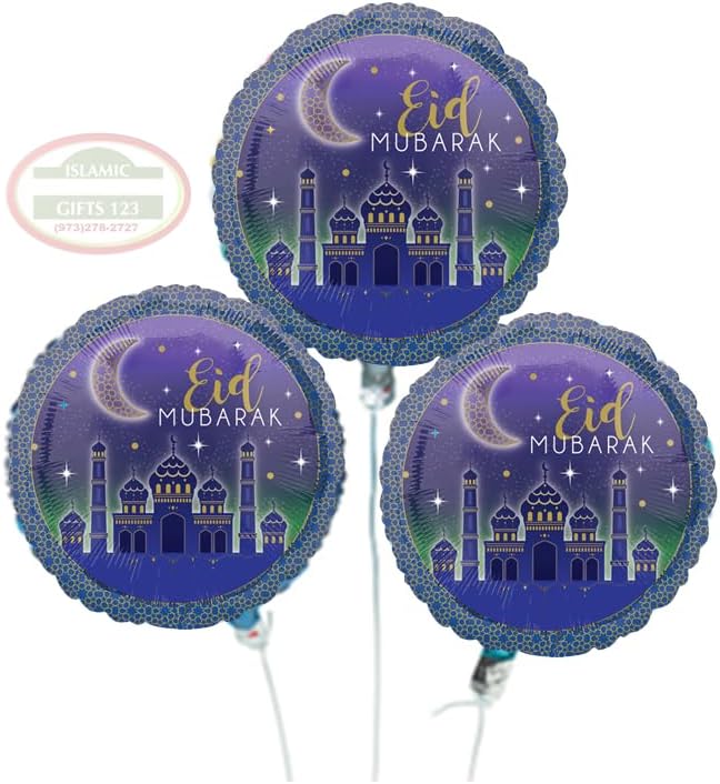 8 Pack Eid Balloons – Moon & Star Mylar Foil Balloons, Helium-Ready, Islamic Wall Decoration, Ramadan Gift, Eid Mubarak Party Decor (E 8 Pcs)