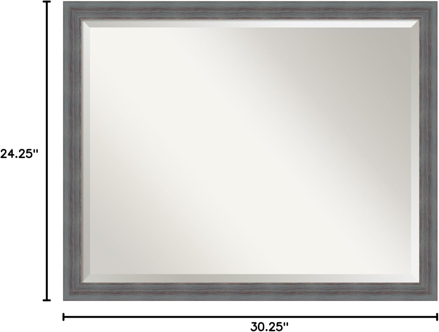 Amanti Art Blue Bathroom Mirror for Over Sink, 24x30 Dixie Blue Grey Rustic Rectangle Vanity Mirror, Large Country Rustic Wood Frame, Hangs Horizonally and Vertically, Bathroom Wall Decor, Beveled