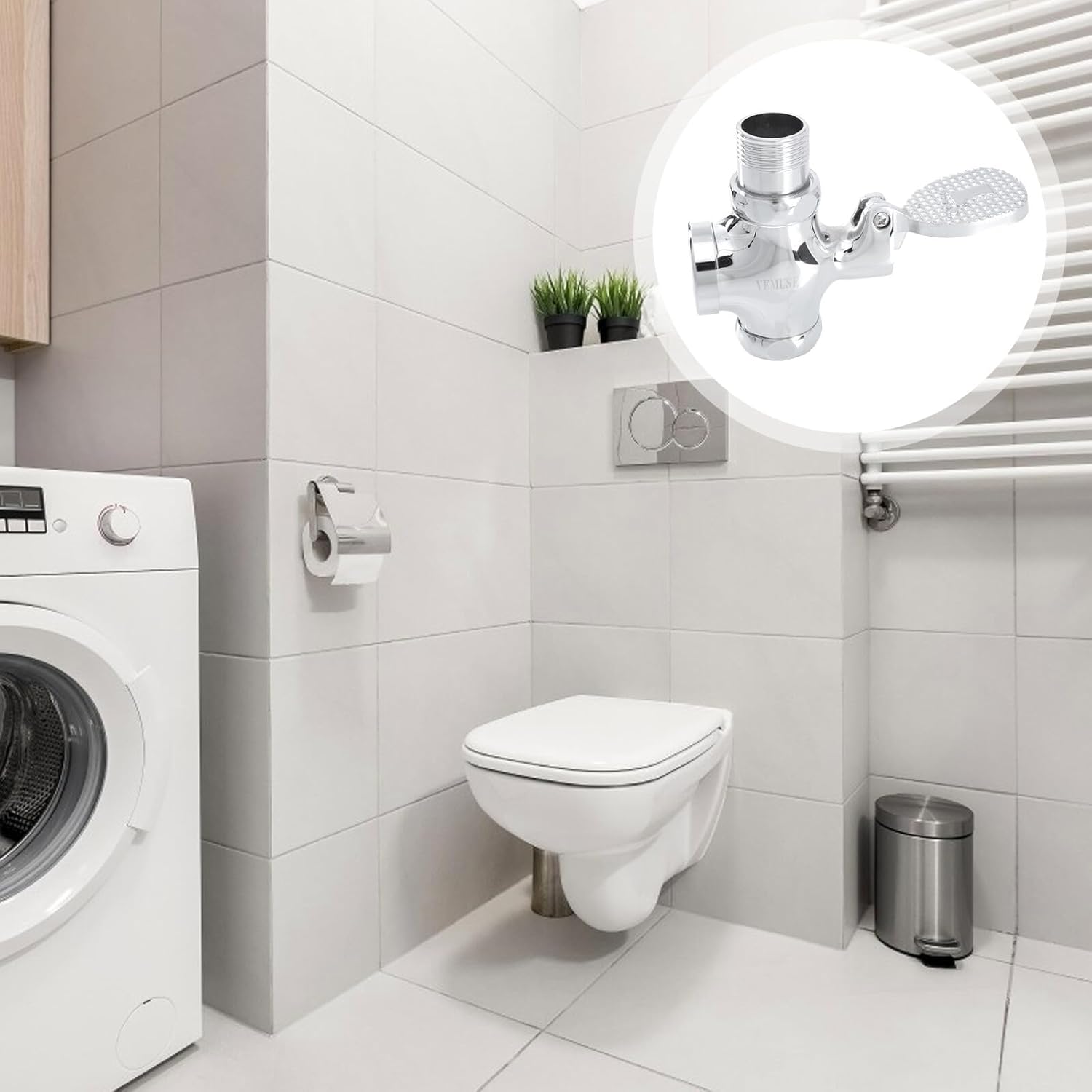 Foot Pedal Flush Valve for Toilet and Urinal Easy Install Water-saving Fecal Flush Tool with High Reliability for Bathroom