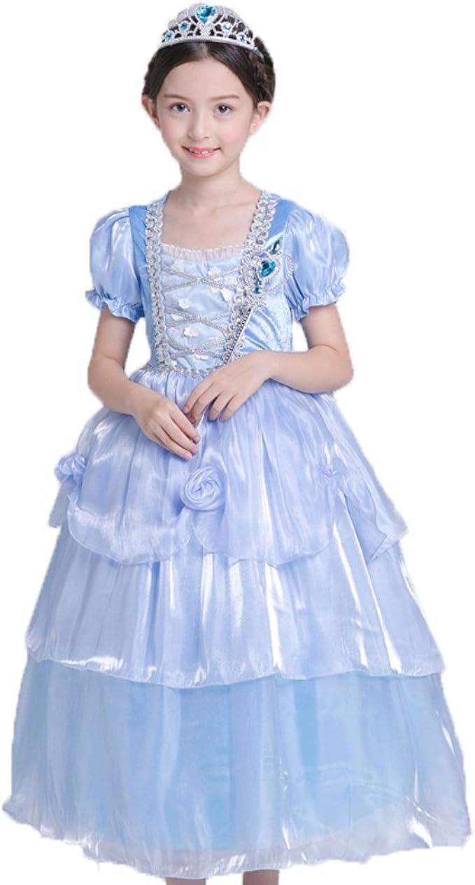 Amazon Co Jp プリンセスなりきり フォーマルドレス お姫様ドレス 女児 キッズドレス ブルーロング ワンピース 王冠 杖 服 ファッション小物