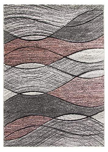 SrS Rugs® Impulse - Area Rug for Living Room, Bedroom, Hallway Runner Rug - Abstract Geometric Design - Provides Home with Comfort and Warmth (Pink, 120cm x 170cm)