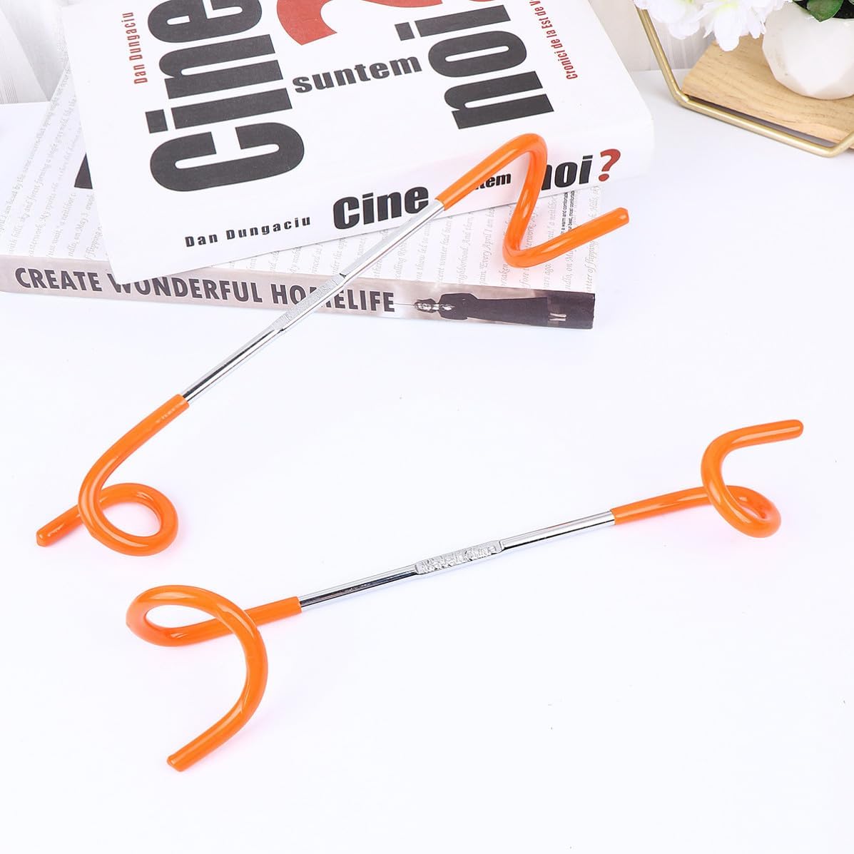 UPKOCH 2pcs Camping Tent Light Hook S Shape Stainless Steel Orange